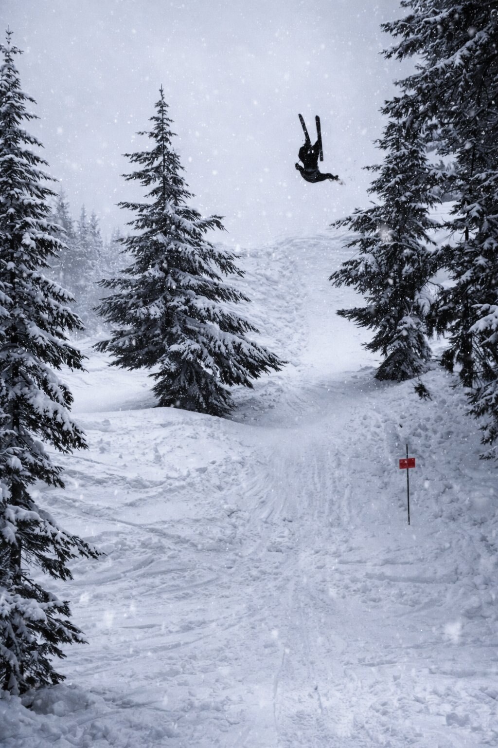Double backflip in a snowstorm