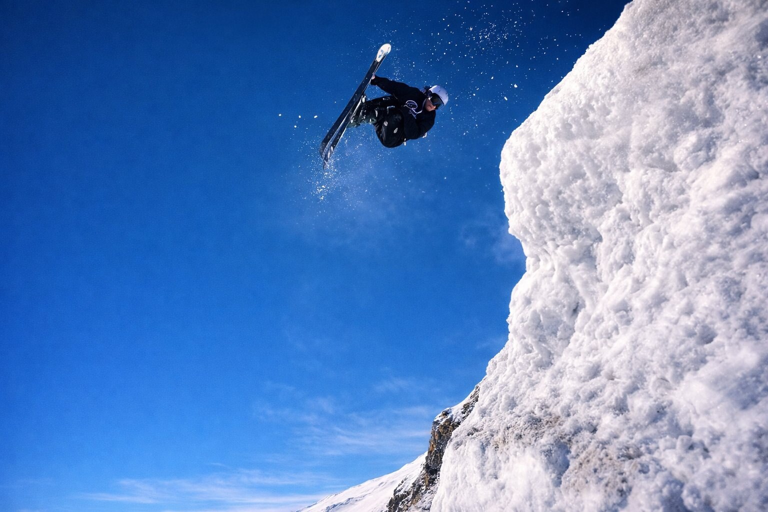 Rock drop against blue sky