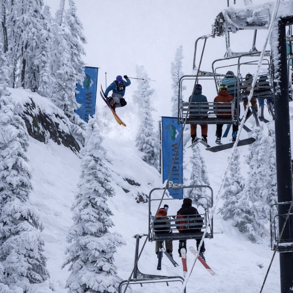 Competition jump over the chairlift at Whitefish